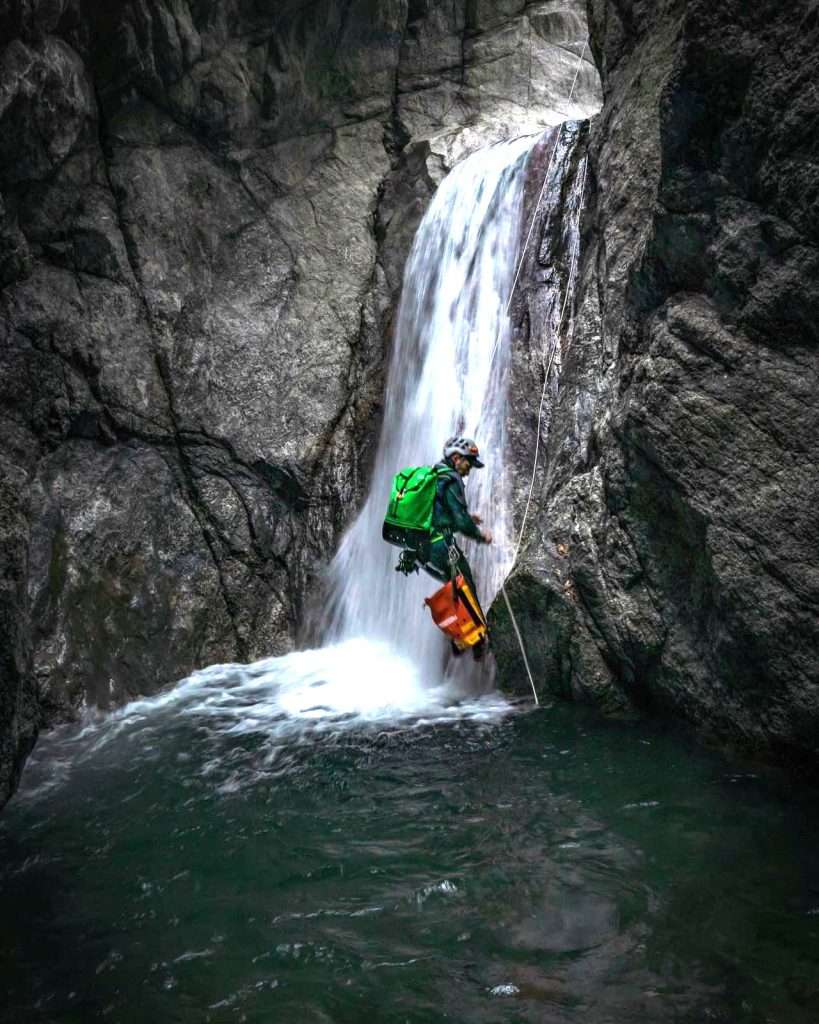Canyoning - waterfall descent